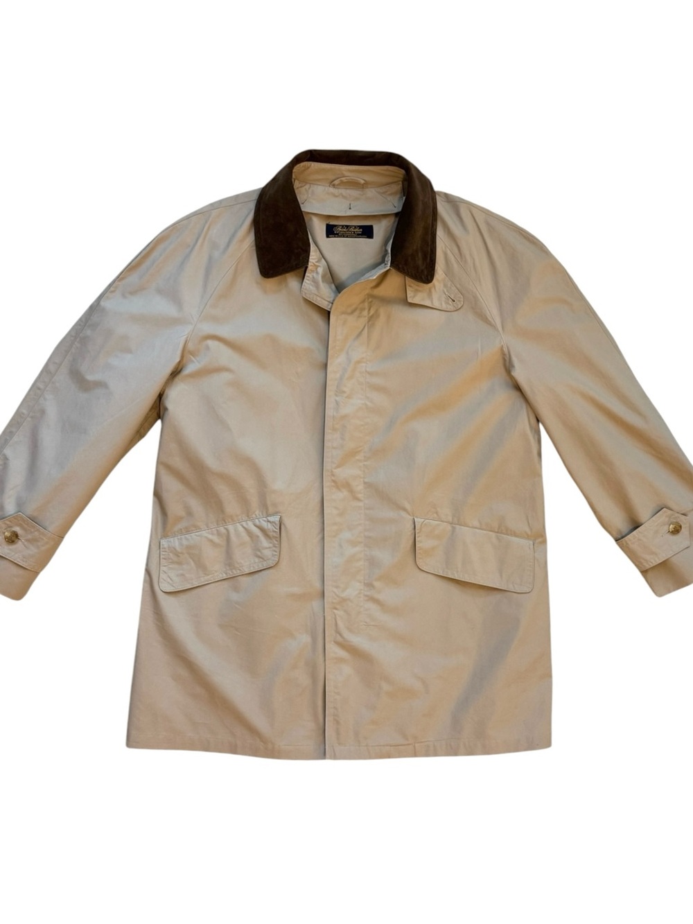 Vintage Brooks Brothers Khaki Tan Utility Field Barn Jacket Corduroy Collar L XL
